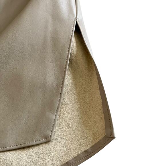 Zara Tan Faux Leather Button Front Collared Shacket Shirt Jacket Size XL - Picture 5 of 10